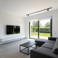 Services de construction d'architecture maison moderne française, maison contemporaine à deux étages avec garage, salon, chambre à coucher, 3D+
