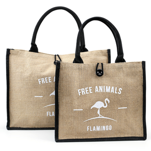 Sac d'épicerie en jute grande capacité fourre-tout en jute <span class=keywords><strong>Bah</strong></span> avec poche en coton - Product Image 4