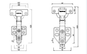 हार्डवेयर किचन कैबिनेट दो तरफा छुपा हुआ दरवाजा एक्सटेंशन फ्लश माउंट टेबल टॉप फर्नीचर टिका - Product Image 6