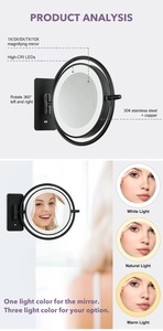Miroir de maquillage grossissant flexible mural à 2 faces de conception populaire miroir LED de beauté de salle de bain d'hôtel - Product Image 3
