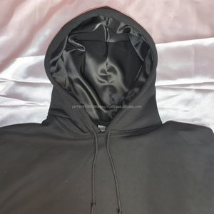 Ventes en gros de sweats à capuche pour hommes en coton épais doublés de satin personnalisés, molleton lourd 400 g/m², sweat à capuche unisexe en satin pour hommes - Product Image 1