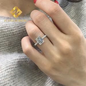 ชุดเครื่องประดับเจ้าสาวสีขาวทองแท้14K ชุดเครื่องประดับแต่งงาน2Ct เพชรโมอิสซาไนต์สีมรกตแหวนหมั้นสำหรับผู้หญิง - Product Image 6