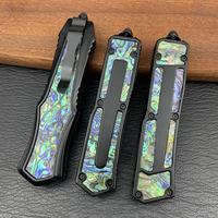Couteau pliant de survie et de chasse pour le camping, avec manche en alliage de zinc et coquille d'ormeau exquise, en acier inoxydable 5CR13, OEM