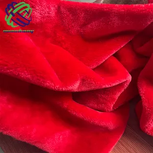 Keqiao prezzo all'ingrosso più basso della fabbrica morbida e liscia pelliccia sintetica promozionale corta peluche rossa per cappello di natale