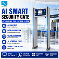 Porte de détection de métaux intelligente IA avec fonction de capture de reconnaissance faciale, système de contrôle d'accès de sécurité avec écran LCD 29 pouces