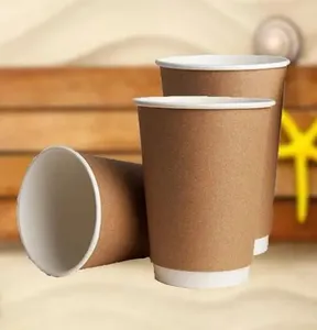 Tazas de café de papel Kraft de pared simple biodegradables de 4-12 Oz PE de alta calidad al por mayor para bebidas frías/calientes con logotipo personalizado OEM ODM