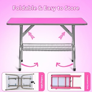 Table de beauté pour animaux de compagnie en acier inoxydable pour la coupe des cheveux de chien Support de bain pliable pour usage domestique Fixateur de cheveux Table de beauté - Product Image 4