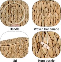 Panier de rangement pour papier toilette, porte-papier toilette fin en jacinthe d'eau avec couvercle - Organisateur de salle de bain pour la maison