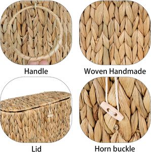 Panier de rangement pour <span class=keywords><strong>papier</strong></span> toilette, porte-<span class=keywords><strong>papier</strong></span> toilette fin en jacinthe d'eau avec couvercle - Organisateur de salle de bain pour la maison - Product Image 3