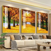 Lot de 3 tableaux encadrés en porcelaine cristalline, art mural géométrique abstrait moderne de luxe, vente en gros