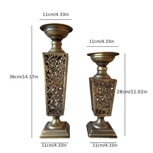Hollowed Out Candlestick <b>Square</b> Base Distressed Bronze Iron <b>Candle</b> Holder Home Living Room Decorative Ornament - Product Image 4