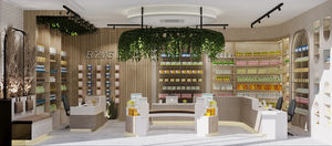 Gabinete de pared de estilo europeo, accesorios de madera personalizados de farmacia, tienda médica hecha a medida, Mostrador de Isla de exhibición de madera - Product Image 3