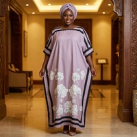 Robe Abaya Boubou d'été, d'automne et de printemps à manches courtes, imprimé africain, pour femmes, en polyester africain respirant et écologique