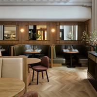 Meubles de projet pour café, hôtel, restaurant, mobilier en bois rond, banquette d'angle, canapé, table et chaises pour restauration rapide