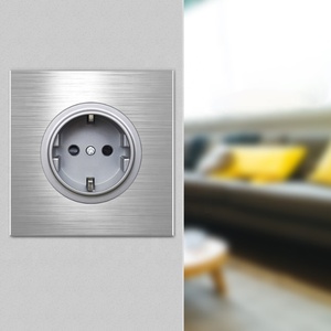 Sang trọng nhôm bạc Brushed Bảng điều chỉnh 16A tường Ổ cắm điện EU/UK/US tiêu chuẩn 1/2/3/4 <span class=keywords><strong>gang</strong></span> tường chuyển đổi ổ cắm với chỉ số LED - Product Image 5
