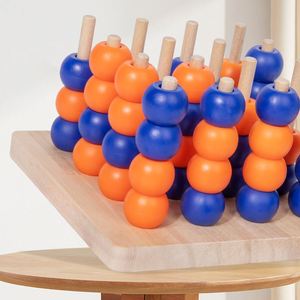 Jeu de stratégie en bois portable 3D Connect Four in a Row, jouet classique amusant pour stimuler le cerveau - Product Image 3
