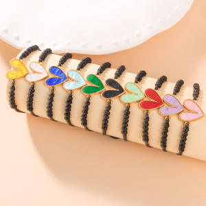 Personalizado hecho a mano macramé cuerda tejida cordón trenzado corazón encanto pulsera moda cadena pulseras para Mujeres Hombres <span class=keywords><strong>amistad</strong></span> inspirada - Product Image 2