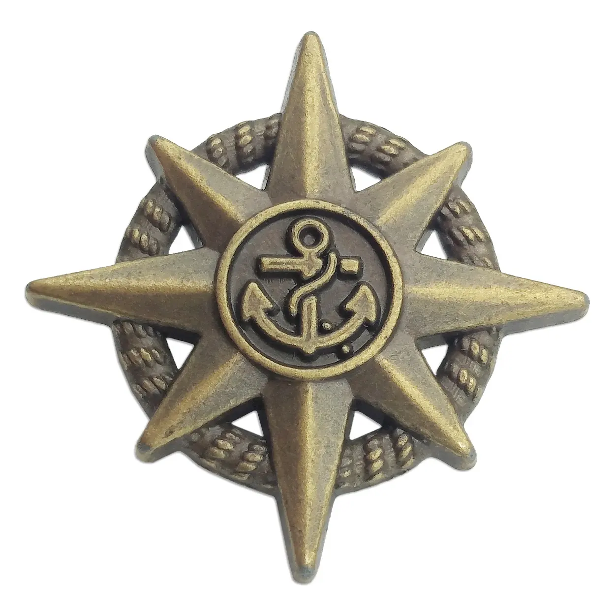 Custom metal ancient anchor ship rudder lapel pins star navy pirate emblem badge