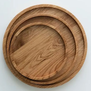 Plateau rond en bois décoratif avec calligraphie arabe pour la décoration de table, le service de nourriture, l'affichage du Ramadan à prix avantageux - Product Image 1