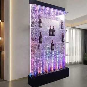 Fontaine murale à bulles d'eau en acrylique à LED RGB changeant de couleur pour intérieur et séparateur de pièce avec étagère de présentation pour spiritueux - Product Image 2