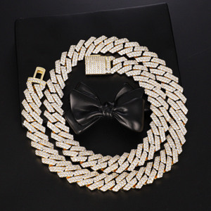 Joyería CM al Por Mayor Cadena de Oro Personalizada para Hombre Bañada en Oro de 14k Estilo Hip Hop con Diamantes Completos Cadena Gruesa Monaco Eslabón Cubano de 15mm - Product Image 4