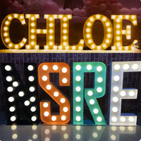 Letras LED Personalizadas, Letreros Luminosos con Alfabeto, Letrero de Metal Industrial Vintage con Bombillas para Decoración de Bares, Restaurantes y Cafés