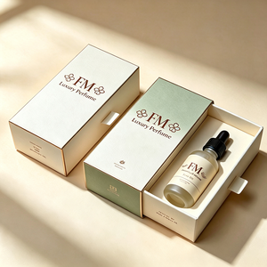Boîte à tiroir rigide personnalisée pour huiles essentielles avec insert en pulpe pressée à froid et logo en feuille d'or, emballage 100 % biodégradable pour parfum - Product Image 2