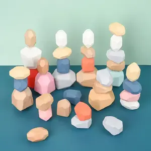 Creative Balancing Colored Stone 36Pieces Children's Educational Toy Wooden Building Blocks For Kids