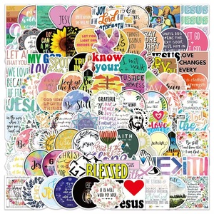 100 pièces jésus Phrase Cartoontastic autocollants <span class=keywords><strong>pour</strong></span> bagages Scooter <span class=keywords><strong>ordinateur</strong></span> portable décoration <span class=keywords><strong>Bible</strong></span> inspiré Design - Product Image 2