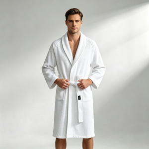 Bata de Lujo para Hombre de Fibra de Algodón, Bata de Baño Suave Personalizada, Pijama Kimono de Tallas Grandes para Hombre, Fabricante OEM, Venta al por Mayor de Fábrica - Product Image 6