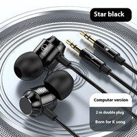 Earphone Magnetik E-Sports Berkabel Dual Plug dengan Ekstensi 2m-3m Antarmuka Universal 3.5mm untuk Desktop Laptop Live Streaming