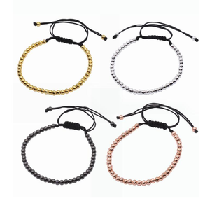 Adjustable 4mm Stainless Steel <strong>Bead</strong> <strong>Bracelet</strong> 46pcs Ball Beaded Handmade Silver Gold Black Rose Plating Jewelry Gift - Product Image 1