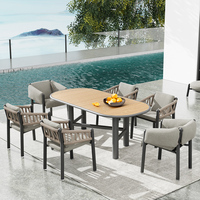 Ensemble de table et chaises de jardin en aluminium, mobilier d'extérieur en métal résistant aux intempéries, vente en gros, ensemble de salle à manger pour hôtel, bistrot, terrasse extérieure