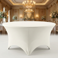 Housse de table ronde en spandex ivoire, extensible et ajustée, installation facile pour mariage, banquet, vente en gros