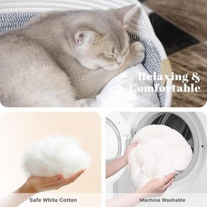 Cestino per Animali Domestici in Corda di Cotone Intrecciata a Mano, Rotondo, di Alta Qualità al Miglior Prezzo, per il Relax dei Gatti, con Logo Personalizzato - Product Image 4