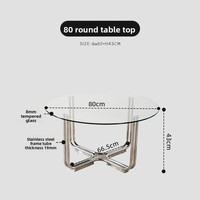 Table basse minimaliste moderne en verre, cadre en acier inoxydable, couleur crème, meubles de maison pour petit appartement, design de luxe et léger