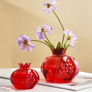 Arrangement de fleurs hydroponique Vase d'art floral mariage décoratif Mini Vases à fleurs en verre borosilicaté rouge clair de grenade - Product Image 1