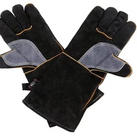 Gants résistants à la chaleur et au feu, pour four, grill, cheminée, soudeur en cuir de vache, soudeur Mig Tig, sécurité et manipulation