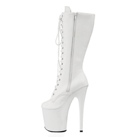 Bottes de pole dance personnalisées à lacets, hauteur genou, talon épais, tige en PVC, semelle extérieure en ABS, respirantes, antidérapantes, chaussures de danse exotique