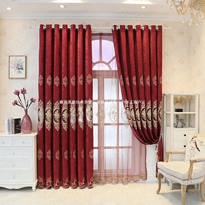 Lusso rosso ciniglia ricamato trattamento finestra Design cavo da pavimento a soffitto tenda garza <span class=keywords><strong>per</strong></span> soggiorno e camera da letto - Product Image 4