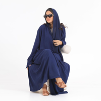 Abaya Kimono Longue en Polyester Texturé Froissé, Respirante et Légère, à Manches Amples, Longueur Ras du Sol, pour Femme Musulmane
