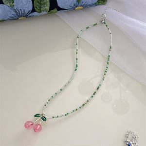 Collares de Cereza con Colgante Lindo Bohemio, Joyería de Cadena con Cuentas de Frutas de Aleación Plateada, Coloridos y Modernos para Mujer, Regalos, ¡Gran Venta! - Product Image 6