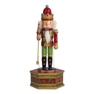 Weihnachts spielzeug Gemalter Puppen mann bastelt Dekoration Spieluhr 36CM King Soldier Spieluhr Nussknacker