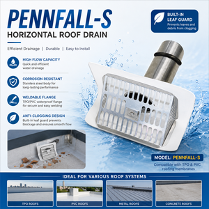 Drain de toit et de sol en acier inoxydable imperméable - Sortie <span class=keywords><strong>d</strong></span>'<span class=keywords><strong>eau</strong></span> de pluie horizontale avec filtre à <span class=keywords><strong>d</strong></span>ébris (Drain de toit en métal pour rénovation) - Product Image 1