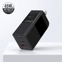 Productos de Alta Demanda al por Mayor: Cargador USB-C Plegable de 3 Puertos Tipo C con QC 3.0, PPS, Carga Rápida de 65W, Tecnología GaN, Certificaciones FCC y CE