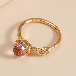 Anello Creativo con Design a Nodo, Mezza Sfera Lucida, Anello Elegante da Donna, Accessorio Regalo alla Moda - Product Image 5