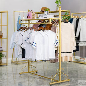 Perchero de pie multifuncional de hierro estilo Art Déco con doble fila para <span class=keywords><strong>ropa</strong></span> de niños y mujeres - Product Image 4