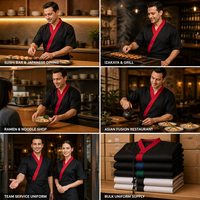 Veste de chef japonaise style kimono, uniforme de chef de sushi, manches courtes, fermeture à nouer sur le devant, vêtements de travail pour restaurant Izakaya Ramen