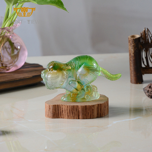 Souvenir d'entreprise <span class=keywords><strong>SAINT</strong></span>-VIEW, logo personnalisé, cadeau, statue en liuli de haute qualité, décoration intérieure, tigre, <span class=keywords><strong>ambre</strong></span>/jaune-vert, écologique - Product Image 2