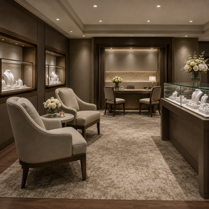 Vitrines de présentation de bijoux en verre sur mesure de luxe, éclairées par LED, pour solution d'aménagement intérieur de magasin de bijouterie haut de gamme - Product Image 6